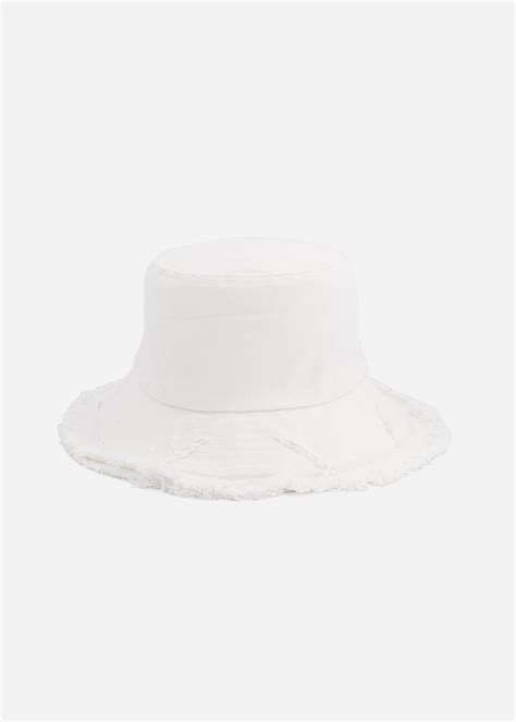 White Denim Bucket Hat 